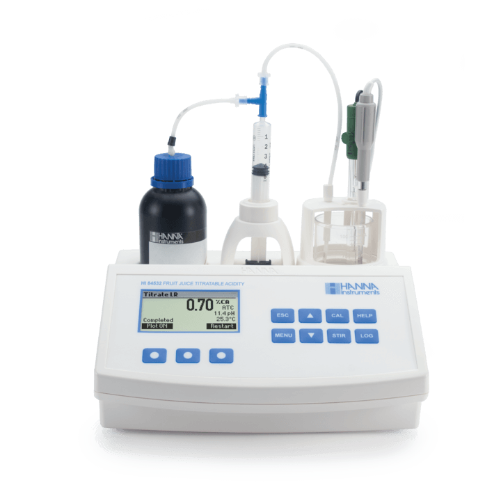 Minititulador para muestras de jugo fruta electrodo ph para la medición de acidez titulable en jugo de fruta